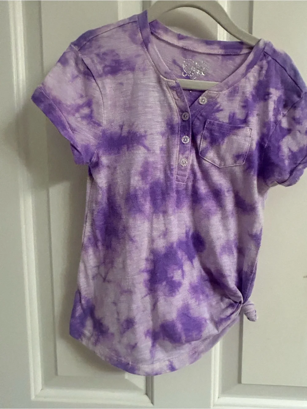 Justice Purple and Light Lavender Tie-Dye Henley Tee